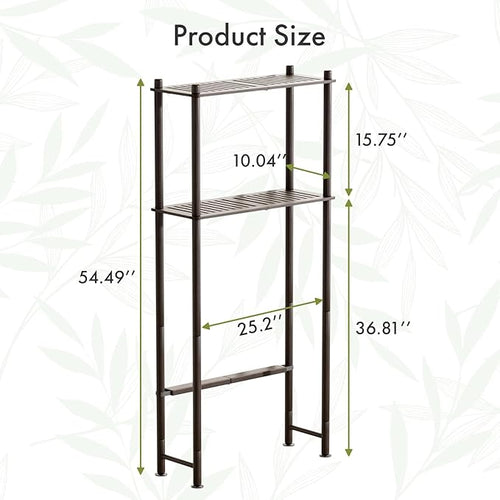 AmazerBath Bamboo Over The Toilet Storage Shelf, 2-Tier Over Toilet Bathroom - Image 2