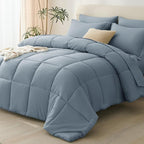 CozyLux Oversized King Comforter Sets Grayish Blue, 7 Pieces Bed in a Bag by CozyLux