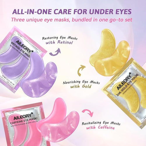 AILEORY Under Eye Patches for Dark Circles, Fine Lines, Eye Mask Set - Image 2