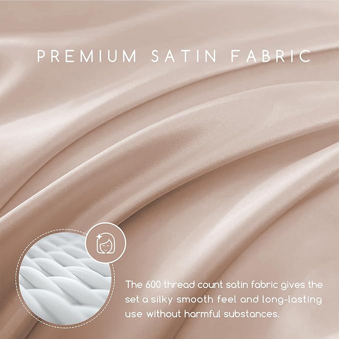 MR&HM Satin Bed Sheets, King Size Sheets Set - Image 3