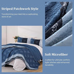 DJY Stripe Quilt Set Queen Size Blue Bedspread Coverlet Set 3 Pieces Boho - Image 7