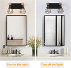FadimiKoo 2-Light Rustic Style Wood Bathroom Wall Sconce, Farmhouse Vanity - Image 5