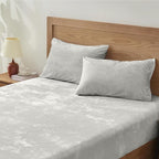 BEDELITE Velvet Fitted Sheet and Pillowcases Set, Luxury Soft Fuzzy Bottom Sheet by BEDELITE