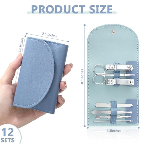 12 Set Manicure Set Bulk Mini Manicure Nail Clipper Kit 7 in 1 Stainless Steel - Image 2