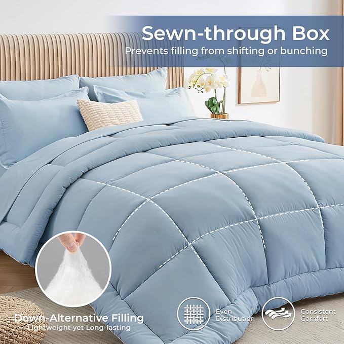 Sasttie Twin XL Comforter Set, 5 Pieces Twin XL Bed in a Bag, Complete Bedding - Image 3
