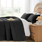 WURUIBO Black Quilt Set King/Cal King Size, Embossing Microfiber Bedspreads - Image 3