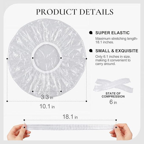 120 PCS Disposable Shower Caps – Large Thick Waterproof Stretchable Clear - Image 2