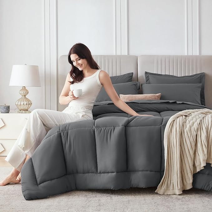 Sasttie King Size Comforter Set, 7 Pieces Bed in a Bag King, Complete Bedding - Image 9