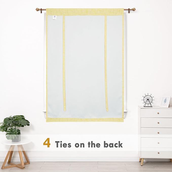 DriftAway Double Layer Linen Blackout Tie Up Curtains Thermal Insulated Fully - Image 6