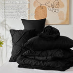 CozyLux Full Size Comforter Sets Black, 7 Pieces Pintuck Bed in A Bag Black - Image 7