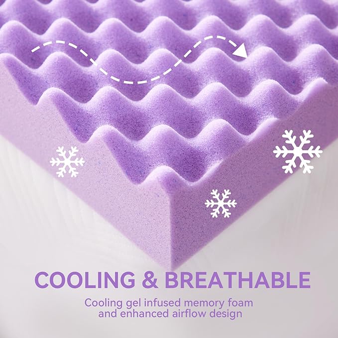SINWEEK 3 Inch Egg Crate Memory Foam Mattress Topper Full Size, Soft Mattress - Image 3