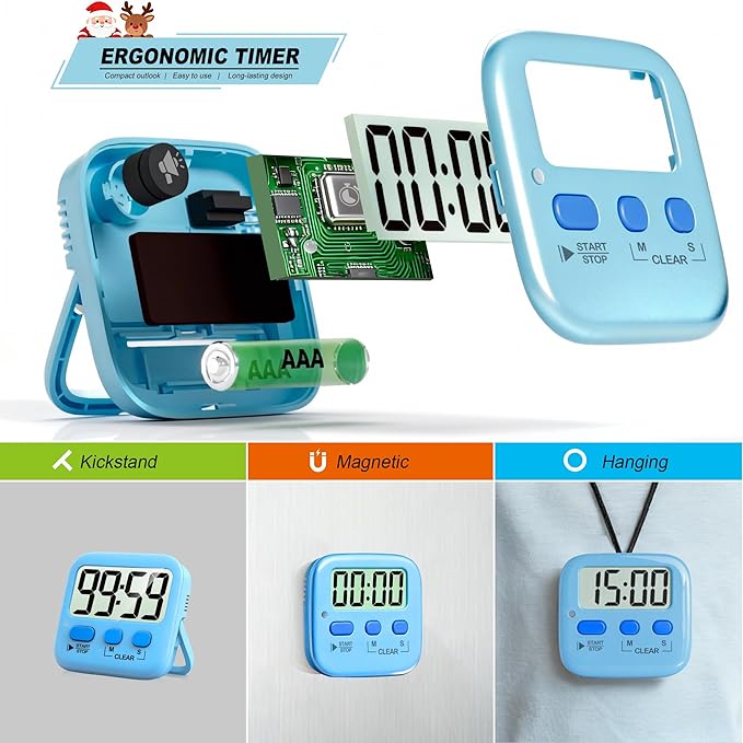 Antonki 2 Pack Digital Timer for Kids, Magnetic Countdown Kitchen Timers for - Image 5