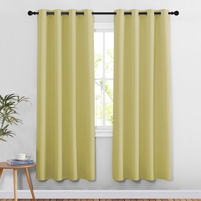 NICETOWN Paler Yellow Room Darkening Doorway Curtains 78 inch Length 2 Panels by NICETOWN