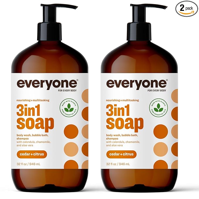 Everyone 3-in-1 Soap, Body Wash, Bubble Bath, 32 Ounce, Cedar and Citrus by Everyone