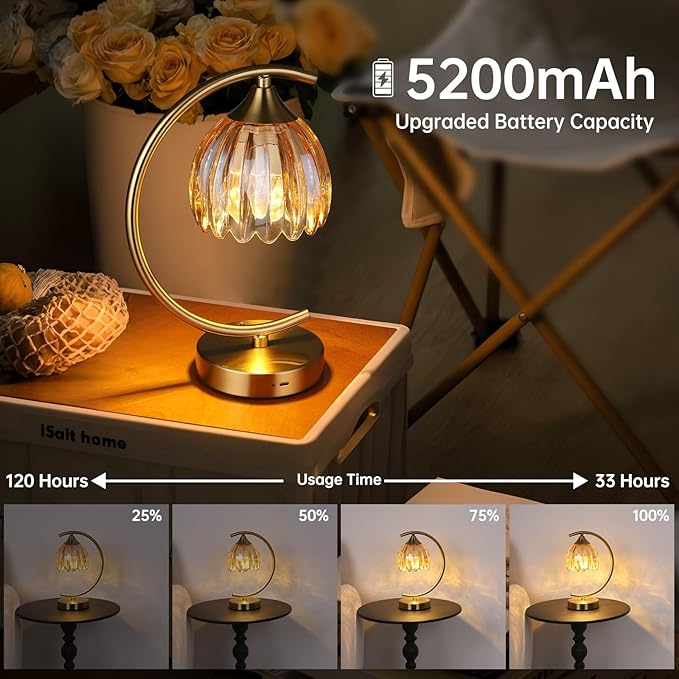 Tulip Table Lamp with 5200mAh Battery & Touch Control, Cordless Lamp with 3 - Image 2