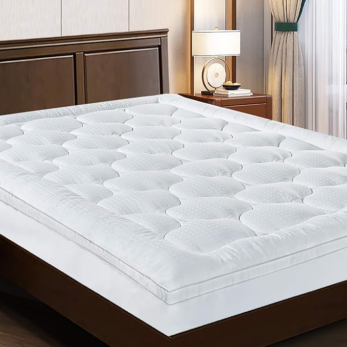 EASELAND California King Mattress Topper Pillow Top Mattress Cover Quilted by EASELAND