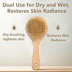 Dry Bath Body Brush with Short Handle, Natural Bristles Back Scrubber, - Image 5
