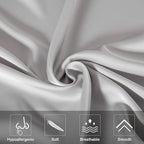 SIYUAN Silk Light Gray Pillowcase, Standard Size, Temperature Regulator - Image 3