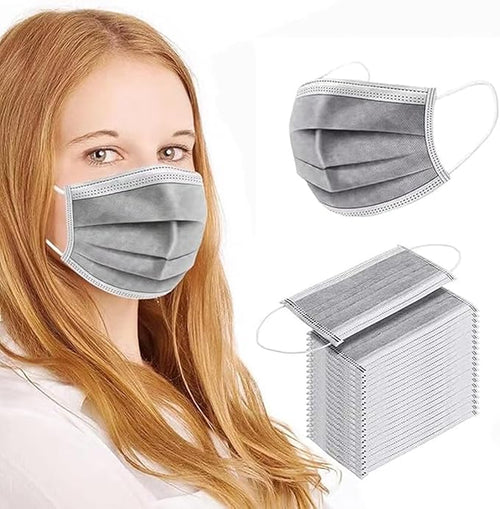 100PCS Masks Grey Disposable Face Mask 3 Ply Breatherable Face Masks by SDIW