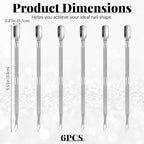 6 Pcs Dual-Sided Cuticle Pusher Set, Stainless Steel Cuticle Pusher Tool - Image 2