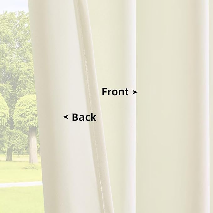 Joydeco Ivory Velvet Curtains 84 inch Length 2 Panels, Luxury Blackout Rod - Image 4