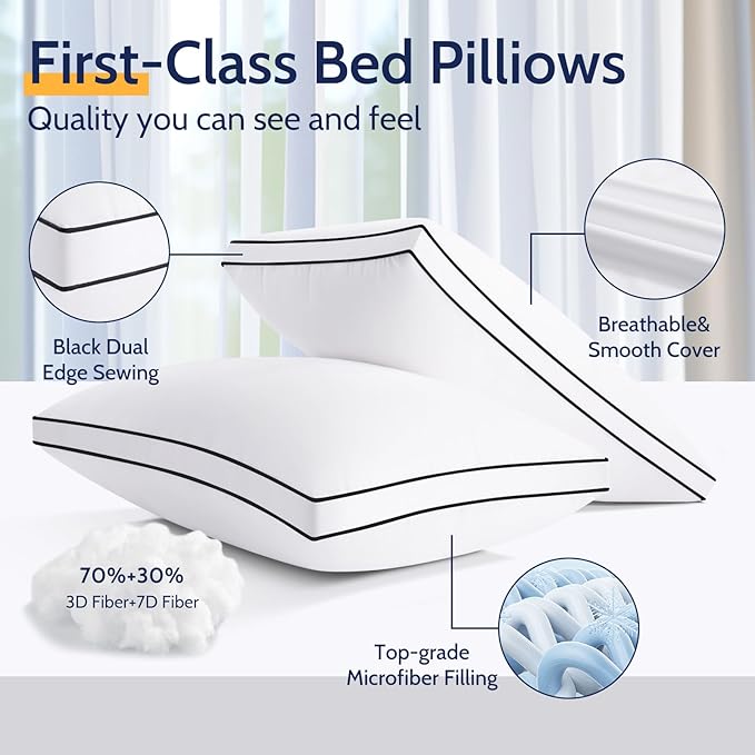 ROUMEA Pillows Queen Size Set of 2, Bed Pillows - Image 4