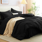 CozyLux Queen Comforter Set Black, 7 Pieces Bed in a Bag Soft Bedding Comforter - Image 7
