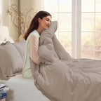 Andency King Size Comforter Set Khaki, 3 Pieces Boho Soft Lightweight Bedding - Image 5