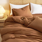 Wake In Cloud - Cotton Duvet Cover Set, King Size, Caramel Terracotta, 100% - Image 5