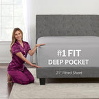 Twin Deep Pocket Fitted Sheet 21' Twin Size Perfectly Fits 17'23' Mattresses by DeaLuxeBedding