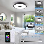 Black Smart Waterproof LED Flush Mount Ceiling Light Fixture, - Image 5