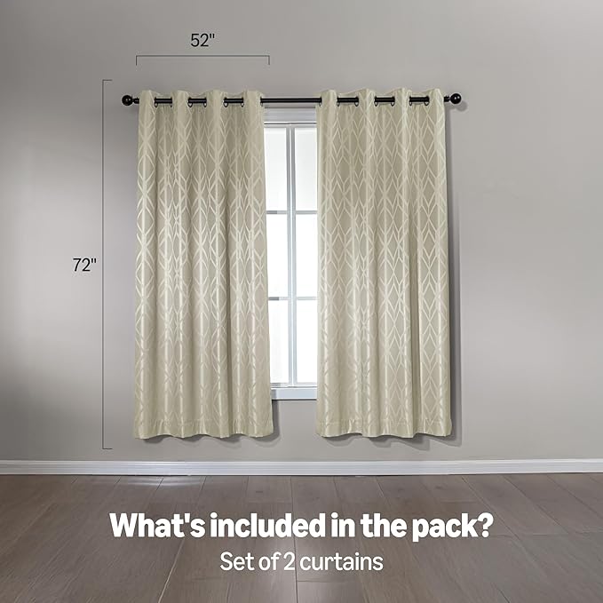 Amazon Basics Jacquard 2-Piece 100% Blackout Curtains, Living Room and Bedroom - Image 5