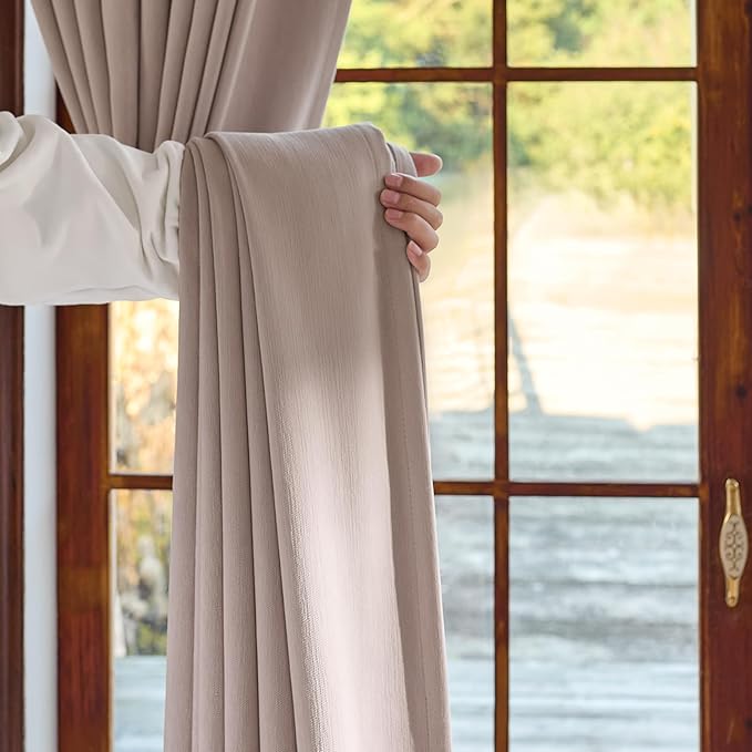 jinchan Chenille Blackout Curtains 108 Inches Long Light Pink Thermal Insulated - Image 7