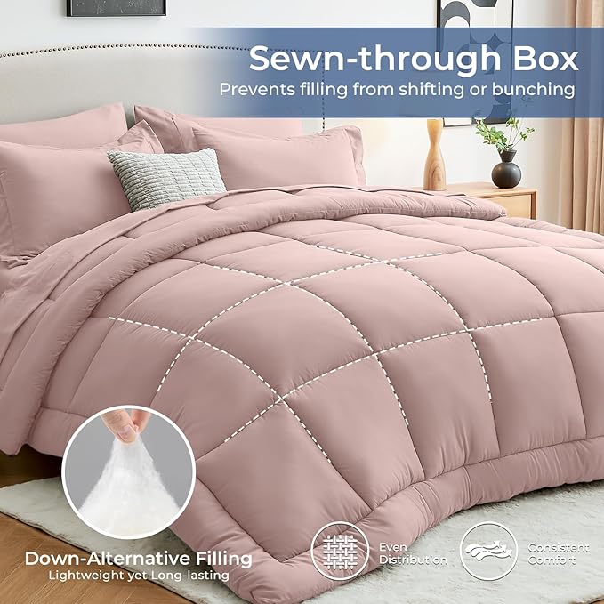 Sasttie Twin XL Comforter Set, 5 Pieces Twin XL Bed in a Bag, Complete Bedding - Image 3