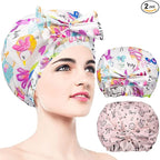 2 PCS Shower Caps, Reusable & Extra Large & Adjustable & Double Layer by WINSTECK