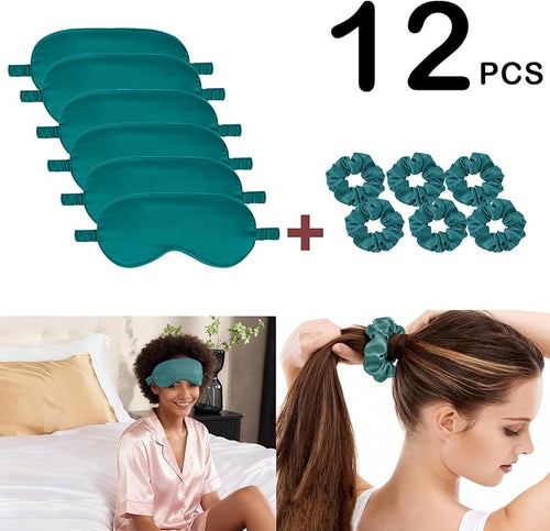 12Pcs Silk Sleep Masks Satin Eye Mask Silky Eyes Cover Blindfold Eyeshade Hair - Image 2