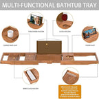 Teak Bathtub Caddy Tray for Tub, Foldable Luxury Bath Table Tray - Image 6