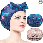 2 PCS Waterproof Shower Caps, Oversized Adjustable Hair Cap by WINSTECK