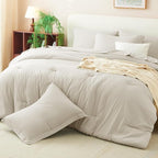 CozyLux King Comforter Set Beige, 7 Pieces Bed in a Bag Soft Bedding Comforter - Image 9