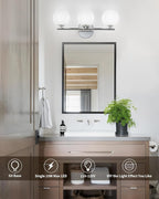 Globe Bathroom Light Fixtures Chrome Vanity Light - Image 4