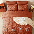 CozyLux King Size Comforter Set Burnt Orange, 7 Pieces Bed in A Bag Terracotta - Image 2