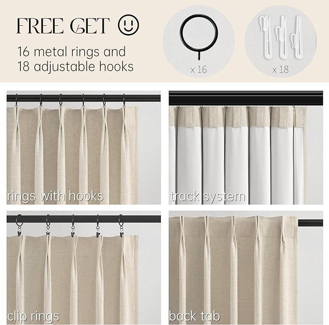 Topfinel 100 Inch Long Tan Black Out Custom Drapery Panels, Burlap Opaque - Image 3