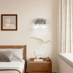 Bathroom Vanity Light, 2-Light Nickel Modern Matte Wall Sconce Lighting - Image 2