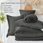 CozyLux Twin Comforter Set Dark Grey, 5 Pieces Bed in a Bag Twin Comforter Set - Image 7
