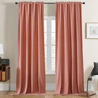Joydeco Pink Velvet Curtains 96 inch Length 2 Panels, Luxury Blackout Rod by JOYDECO