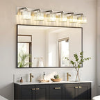 Aipsun Brushed Nickel Bathroom Light Fixtures 6 Light Vanity Lighting Fixture - Image 3