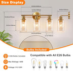 DLLT 3-Light Bathroom Light Fixtures: Gold Modern Vanity Wall Lights - Image 3