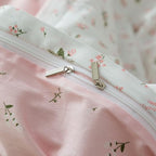 mixinni White Pink Floral Duvet Cover Queen Size Girls Garden Style 100% Cotton - Image 6