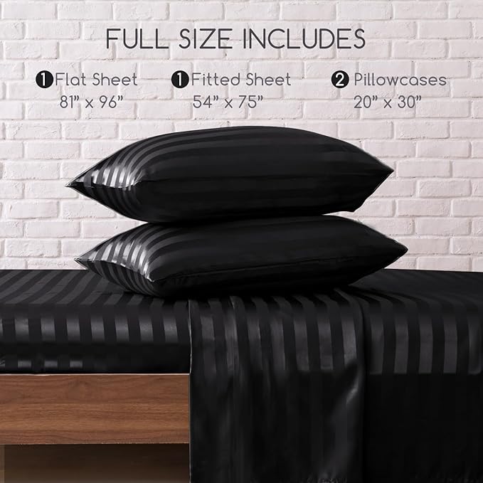 MR&HM Satin Bed Sheets, Full Size Sheets Set - Image 2