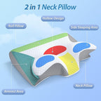 HOMCA Memory Foam Cervical Pillow, 2 in 1 Ergonomic Contour Orthopedic Pillow - Image 2